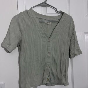 Madewell Ribbed Button-Down Shirt - Light Green